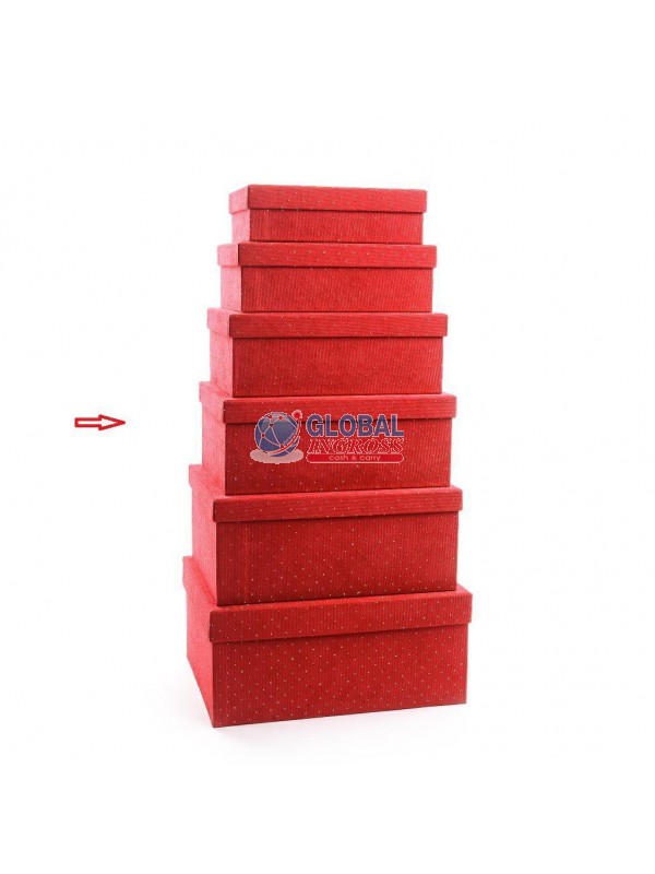 SCATOLA TESSUTO ROSSO C/BRILLANTINI 35x25x14