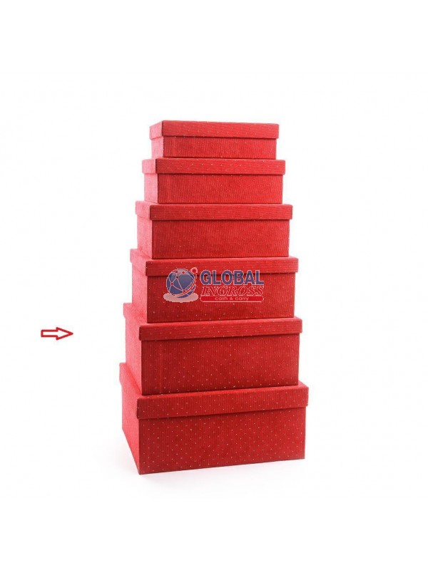 SCATOLA TESSUTO ROSSO C/BRILLANTINI 37x28x16