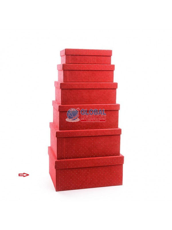 SCATOLA TESSUTO ROSSO C/BRILLANTINI 40x30x18