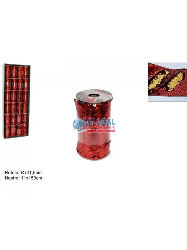 NASTRO PAILLETTES ROSSO/ORO 11x150cm