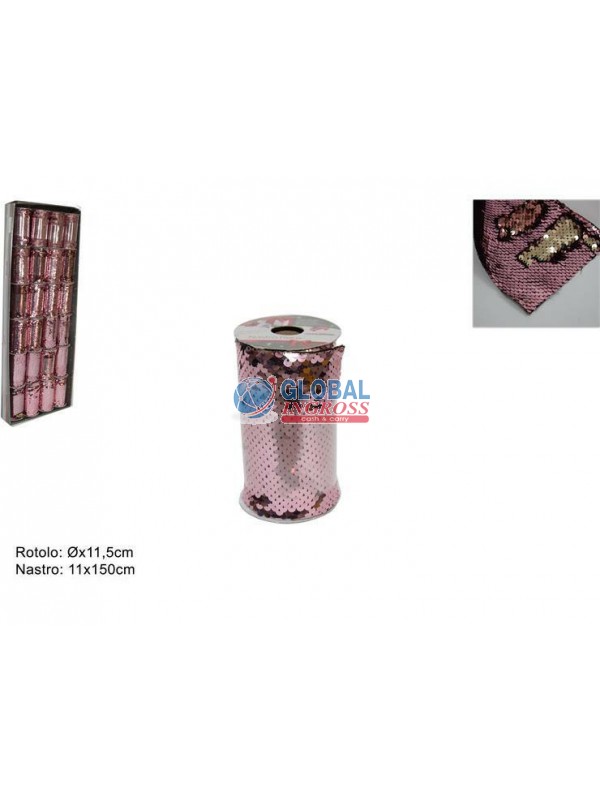 NASTRO PAILLETTES ROSA/SILVER 11x150cm