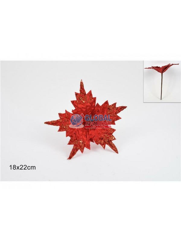 STELO FIORE C/GLITTER ROSSO 22cm