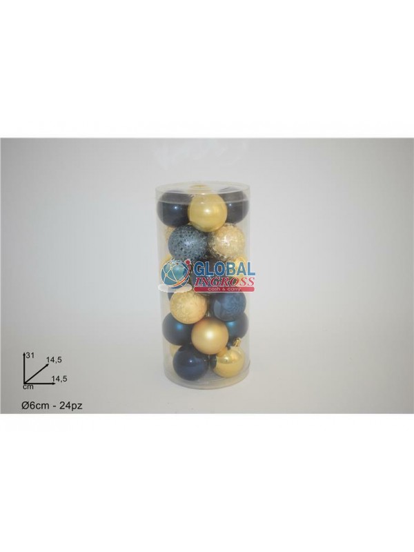 PALLE BLU/ORO 6cm 24pz