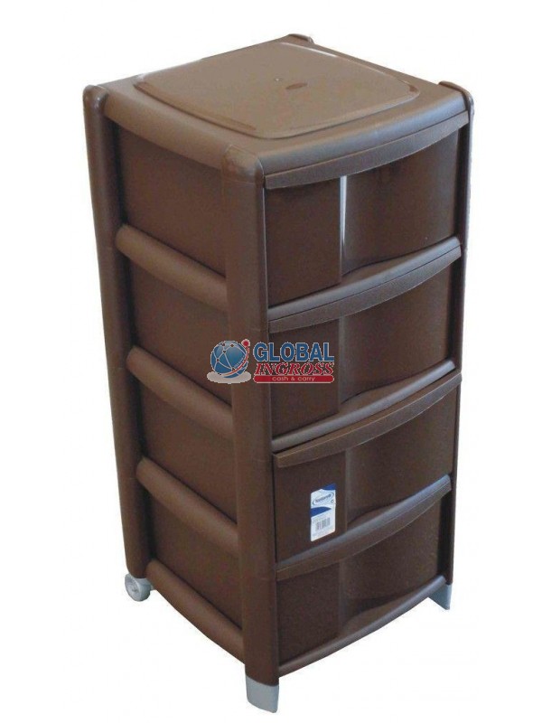 CASSETTIERA BAMBU' 4 CASSETTI ANGORA/WENGE' H86cm