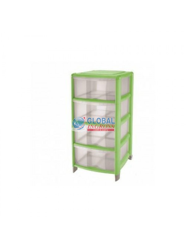 CASSETTIERA BAMBU' 4 CASSETTI VERDE H86cm