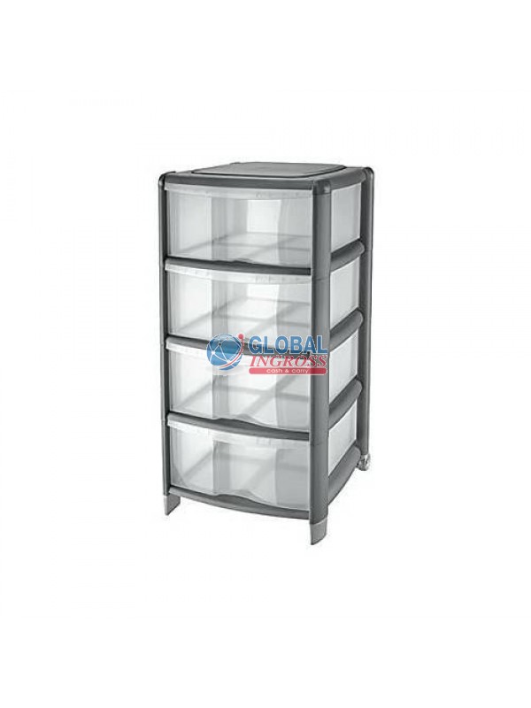 CASSETTIERA BAMBU' 4 CASSETTI GRAFITE H86cm