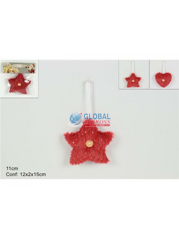 STELLA/CUORE APPENDINO ROSSO 11cm