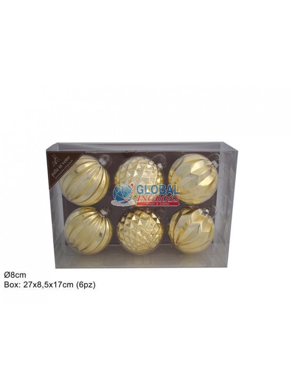 PALLE VETRO ORO 8cm 6pznew