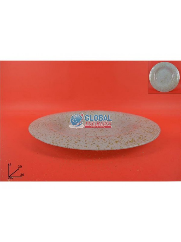 PIATTO VETRO BIANCO/ORO39cm