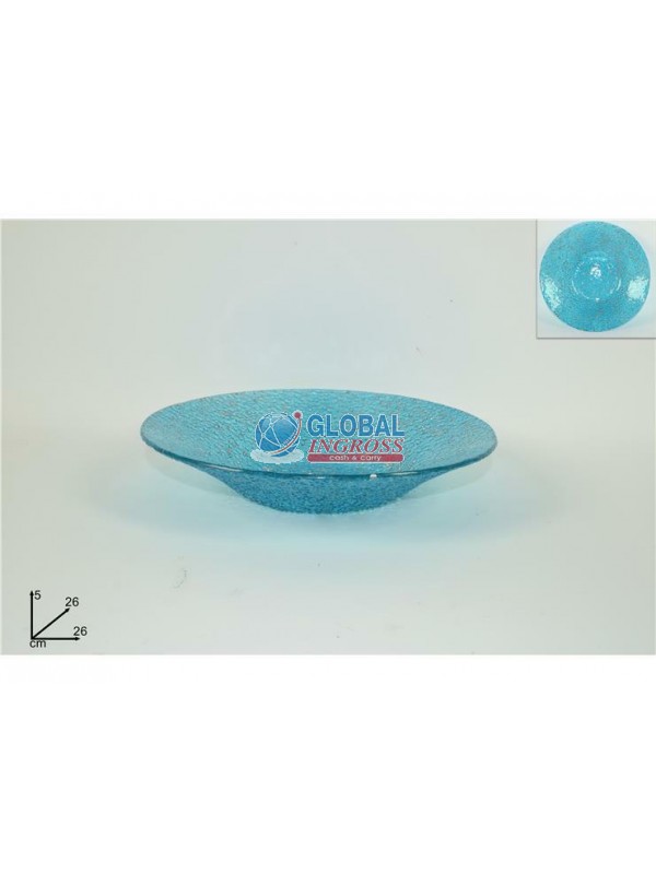 PIATTO VETRO AZZURRO/SILVER 26cm