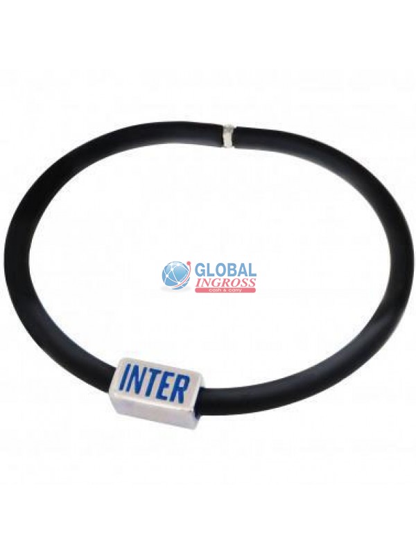 BRACCIALE INTER SILICONE NERO PIASTRINA