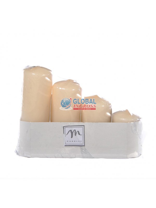 CANDELE AVVENTO 4pz AVORIO 8,5cm 7cm 5,5cm 4cm