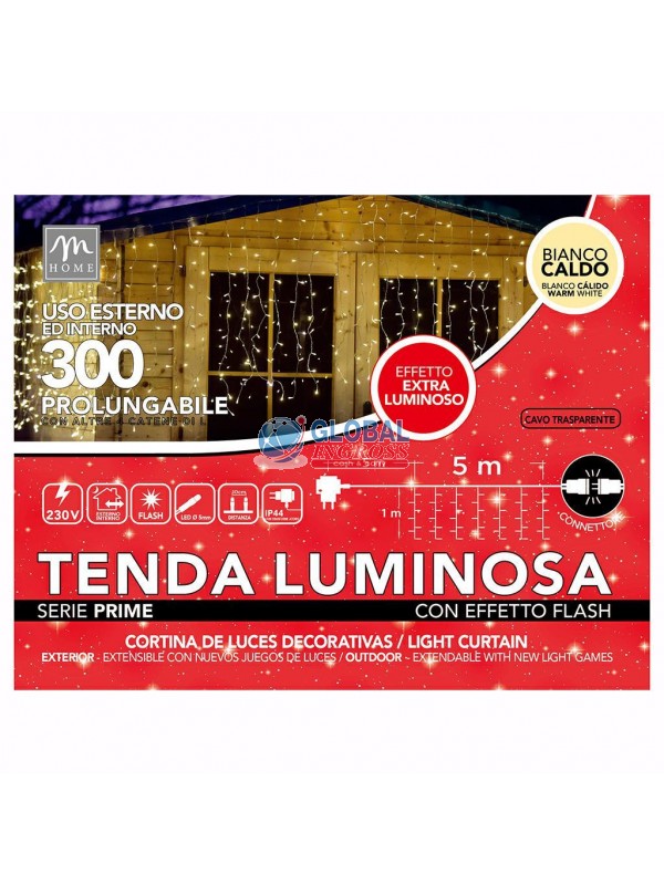 TENDA 300 FLASHLED BIANCO CALDO 5xH.1mt X ESTERNO PROLUNGABILE