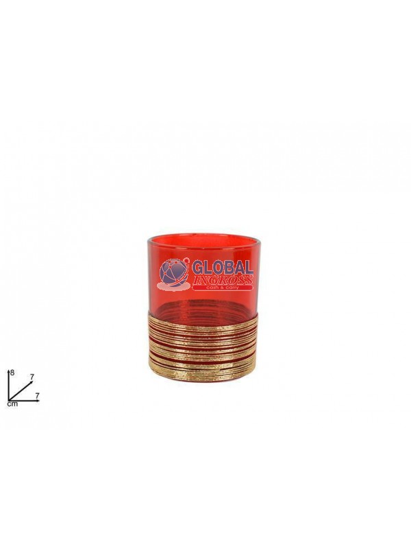 PORTACANDELA ROSSO 8cm VETRO