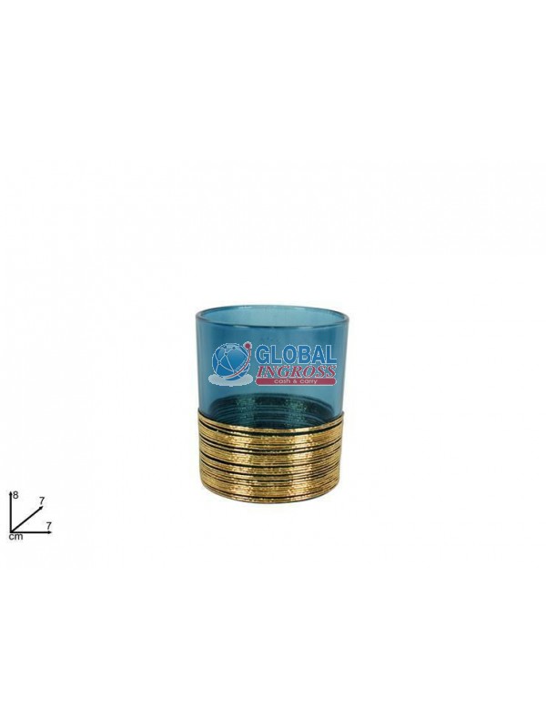P/CANDELA VETRO BLU 8cm