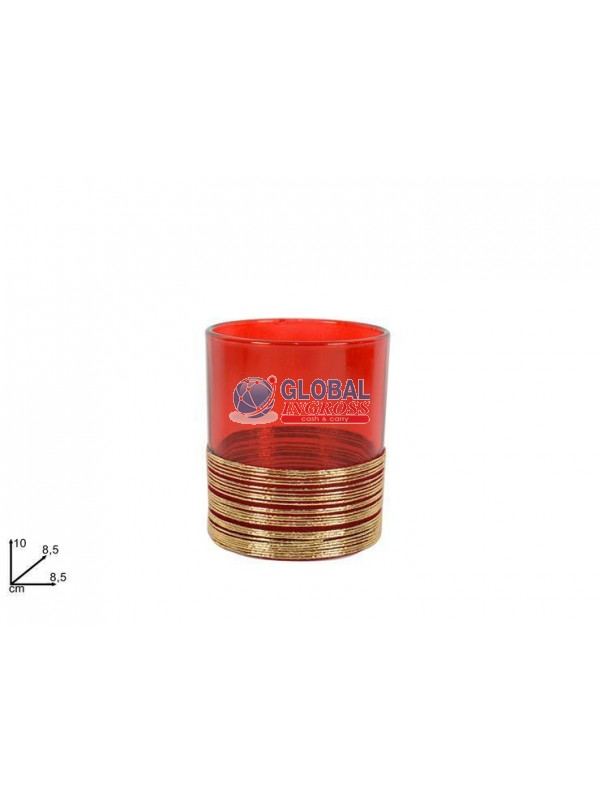 PORTACANDELA VETRO ROSSO 10cm