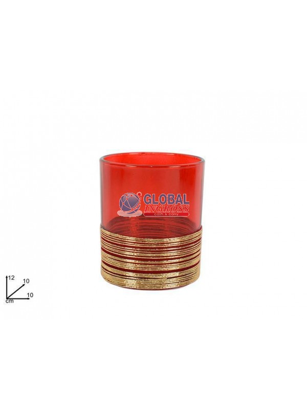 PORTACANDELA VETRO ROSSO 12cm