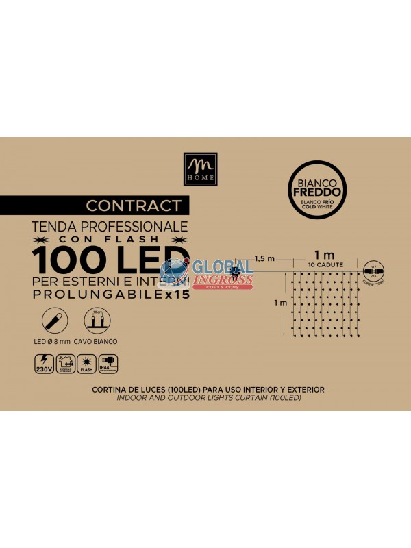 TENDA 100 FLASHLED BIANCO FREDDO 1xH.1mt X ESTERNO PROLUNGABILE
