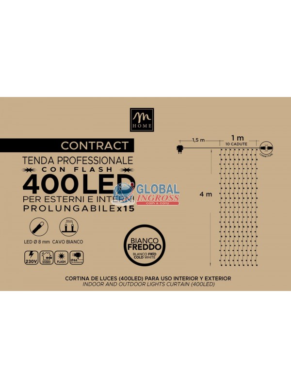 TENDA 300 FLASHLED BIANCO FREDDO 1xH.3mt X ESTERNO PROLUNGABILE