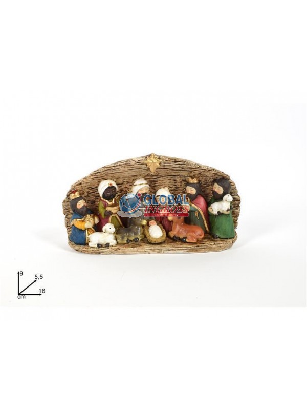 NATIVITA' CON CAPANNA RESINA 16cm