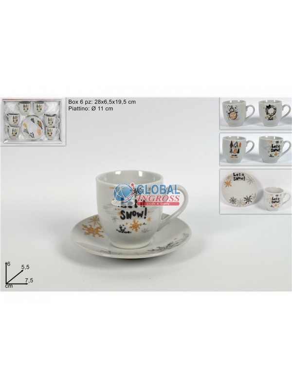 TAZZINE NATALE 6pz + PIATTINI