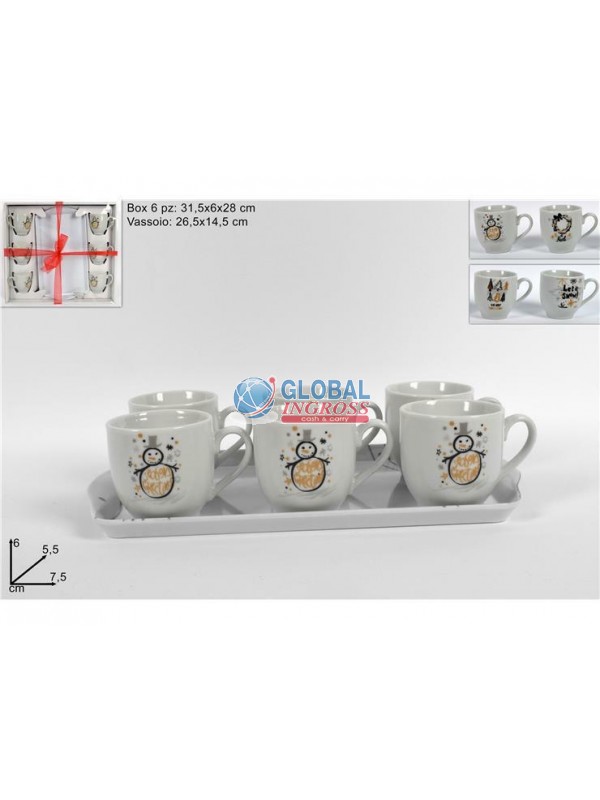 TAZZINE NATALE 6pz C/VASSOIO