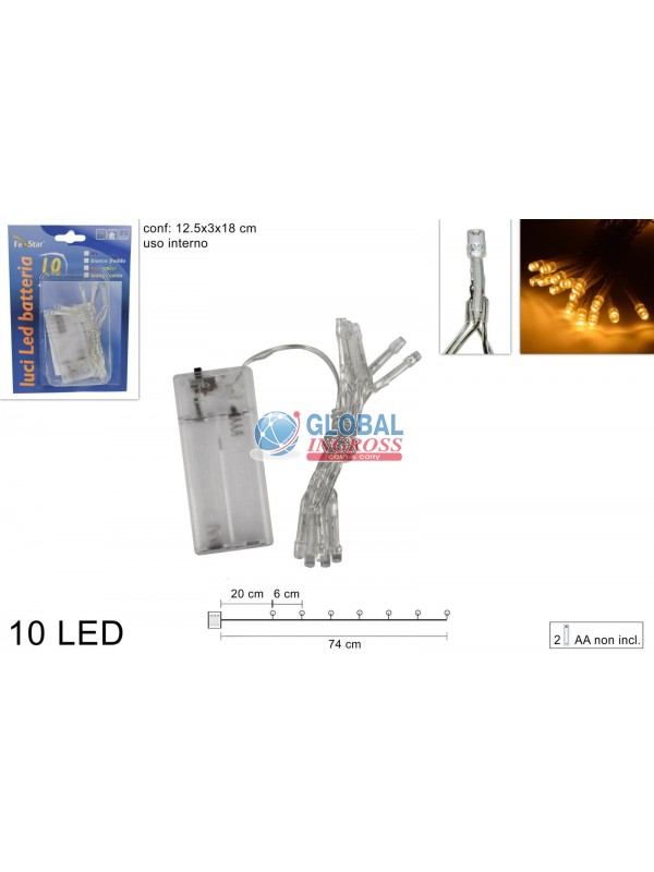 LUCI 10 LED BIANCO CALDO BATTERIA