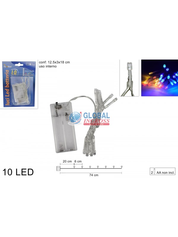 LUCI 10 LED MULTICOLOR BATTERIA
