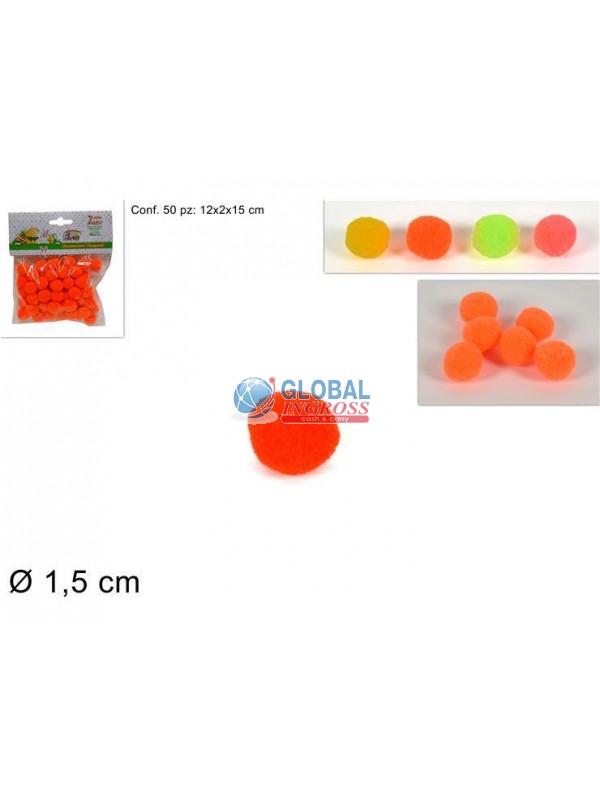 PALLINE OVATTA COLORATA50pz 1,5cm COL.ASS.