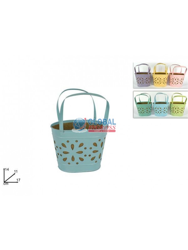 CESTINO METALLO C/JUTA 14cm