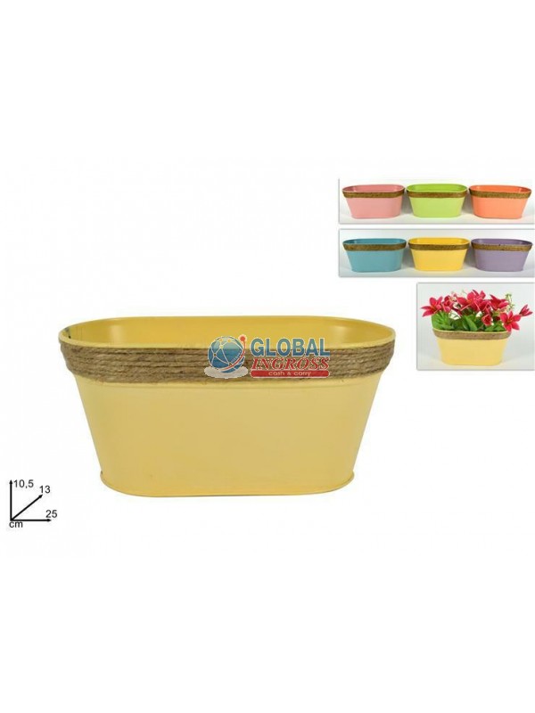 CESTINO METALLO OVALE C/JUTA