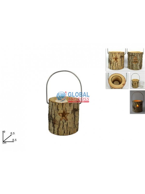 TRONCO P/CANDELA LEGNO 9cm C/MANICO