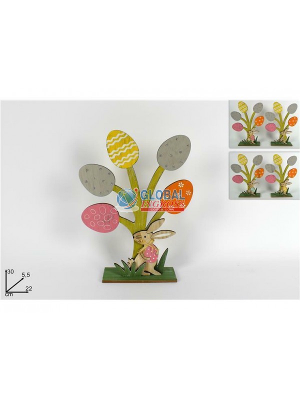 ALBERO LEGNO C/UOVA CONIGLIO 30cm