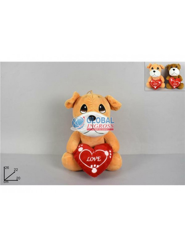 PELUCHE CANE C/CUORE 26cm