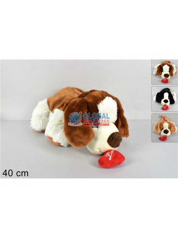 PELUCHE CANE C/CUORE 40cm