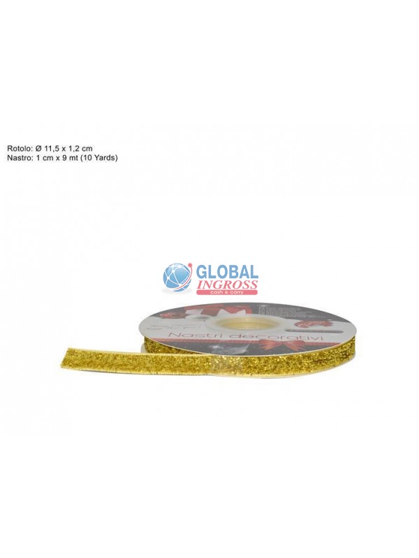 NASTRO VELLUTO GLITTERATO ORO cm1x9mt