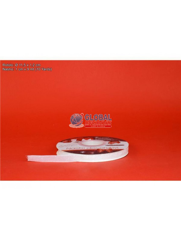 NASTRO VELLUTO GLITTERATO BIANCO cm1x9mt