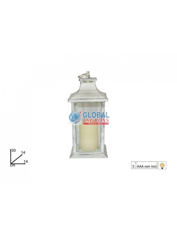 LANTERNA C/CANDELA BATTERIA 30cm BIANCA