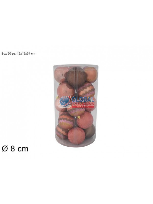 PALLE DECORATE ROSA 8cm20pz