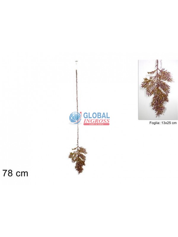 PENDENTE FOGLIA ROSA ANTICO 25cm