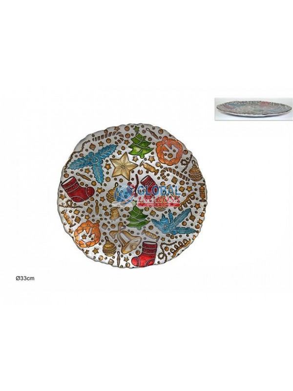 PIATTO VETRO NATALE 33cm