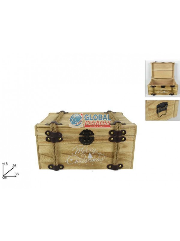 SCATOLA BAULETTO NATURALE MERRY CHRISTMAS