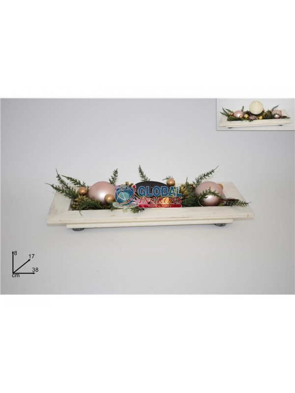 PORTACANDELA NATALE DECORO ROSA