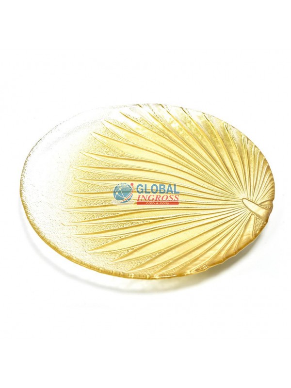 PIATTO VETRO LEAVES ORO21cm