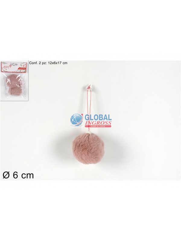 PALLINE PELLICCIA ROSA 6cm 2pz