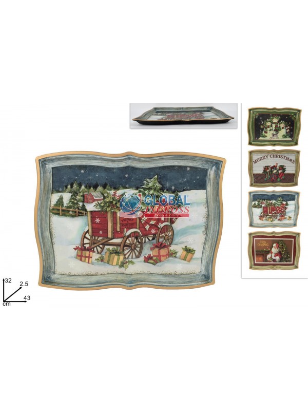 VASSOIO NATALE PLASTICAEFFETTO LEGNO .m