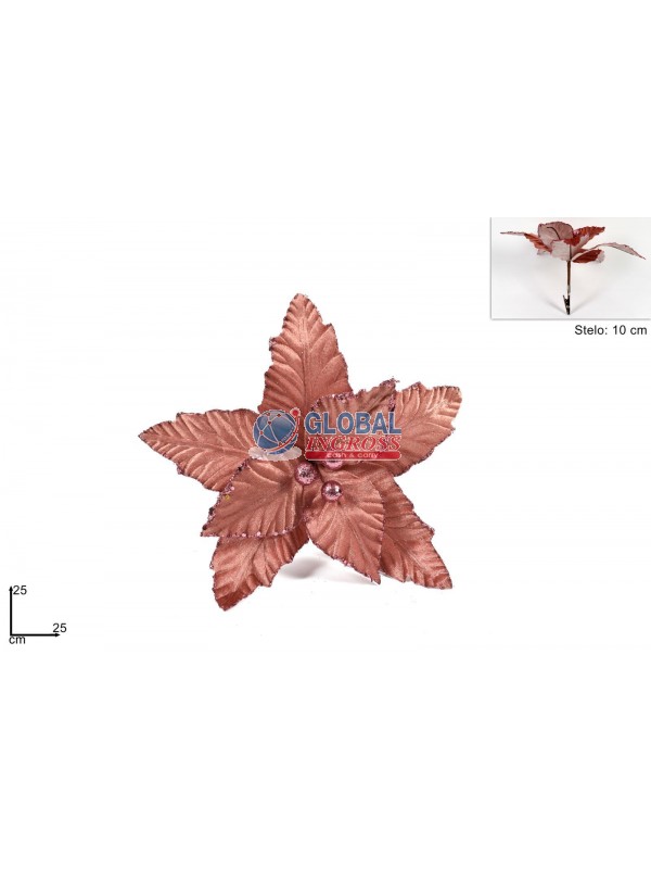 POINSETTIA ROSA VELLUTO25cm PINZONE