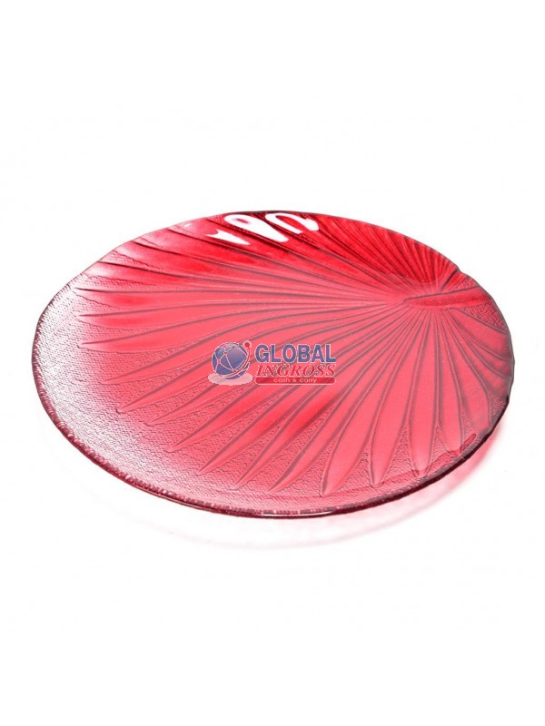 PIATTO VETRO LEAVES ROSSO 21cm