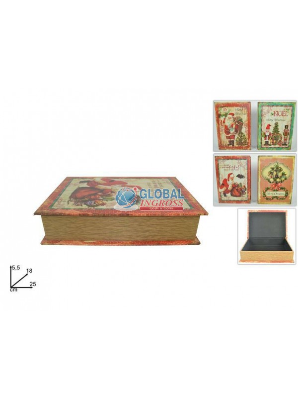 SCATOLA LIBRO LEGNO 18x5x25cm NATALE