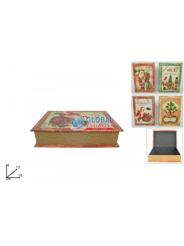 SCATOLA LIBRO LEGNO 13x4x18cm NATALE